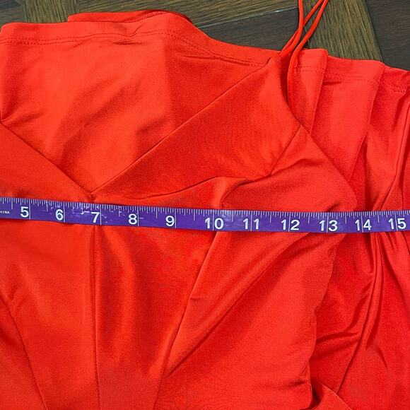 Silence + Noise Women's Coral Red Spaghetti Strap Silky Romper Size M Summer - Picture 5 of 5